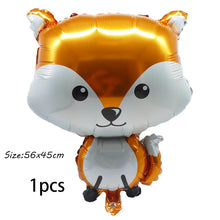 Load image into Gallery viewer, Hedgehog Fox Deer Foil Balloons Safari Birthday Green Jungle Party Decoration Latex Balloon Baby Shower Kids Party Decor Ball