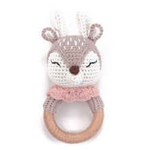 Load image into Gallery viewer, Newborn Baby Rattles Cute Cartoon Animal Rabbit Grab Ability Training Toys Infant Bell Toy Original Wood Crochet Hook Knitted