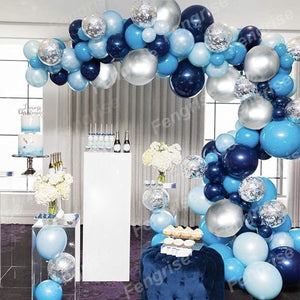Blue Metallic Balloons Garland Kit Gold Confetti Balloon Arch Birthday Party Decoration Kids Wedding Birthday Baby Shower Boy