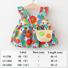 Load image into Gallery viewer, Summer Clothes Baby Girl Beach Dresses Casual Fashion Print Cute Bow Flower Princess Dress Newborn Clothing Set