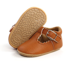 Load image into Gallery viewer, KIDSUN Newborn Baby Shoes Stripe PU Leather Boy Girl Shoes  Toddler Rubber Sole Anti-slip First Walkers Infant Moccasins