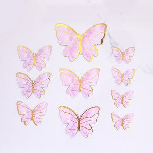 Purple Pink Butterfly Cake Decoration Happy Birthday Cake Topper Handmade Painted For Wedding Birthday Party Baby Shower