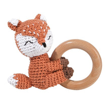 Load image into Gallery viewer, Newborn Baby Rattles Cute Cartoon Animal Rabbit Grab Ability Training Toys Infant Bell Toy Original Wood Crochet Hook Knitted