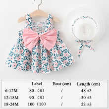 Load image into Gallery viewer, Summer Clothes Baby Girl Beach Dresses Casual Fashion Print Cute Bow Flower Princess Dress Newborn Clothing Set