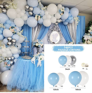 Blue Metallic Balloons Garland Kit Gold Confetti Balloon Arch Birthday Party Decoration Kids Wedding Birthday Baby Shower Boy