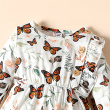 Load image into Gallery viewer, PatPat Baby Girl Long-sleeve Jumpsuit Baby Romper Spring and Summer Baby Girls Newborn Clothings Brown/White Butterfly Ruffle