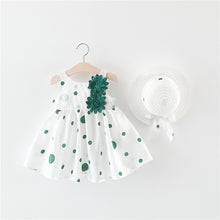Load image into Gallery viewer, Big Bow Baby Dress Lovely Summer Infant Baby Girl Clothes Cute Dot Sleeveless Cotton Toddler Dresses+Sunhat Newborn Clothing Set
