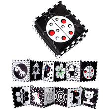 Load image into Gallery viewer, Sensory Cloth Book High Contrast Baby Toys 0 12 Months Newborn Crib Toys Black and White Animal Cloth Books Montessori Baby Book