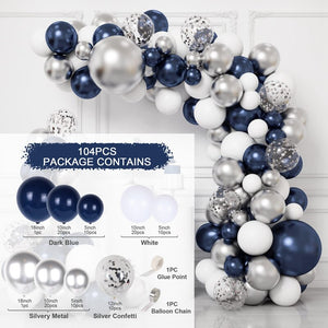 Blue Metallic Balloons Garland Kit Gold Confetti Balloon Arch Birthday Party Decoration Kids Wedding Birthday Baby Shower Boy