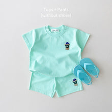 Load image into Gallery viewer, Korean Baby Boy Summer Clothes Set Embroidered Bear Colorful Tees T shirts+Loose Shorts Suit 2PCS Pack Baby Girls Clothing Sets