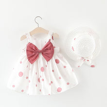 Load image into Gallery viewer, Big Bow Baby Dress Lovely Summer Infant Baby Girl Clothes Cute Dot Sleeveless Cotton Toddler Dresses+Sunhat Newborn Clothing Set