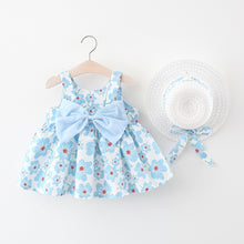 Load image into Gallery viewer, 2Piece Summer Clothes Baby Girl Beach Dresses Casual Fashion Print Cute Bow Flower Princess Dress+Hat Newborn Clothing Set BC171