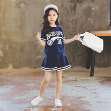 Load image into Gallery viewer, Summer Girls Clothes Suit 2023 Short-Sleeved+A-Line Skirt 2Pcs Set College Style Jk Uniform Children Clothing Baby Tracksuits