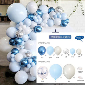 Blue Metallic Balloons Garland Kit Gold Confetti Balloon Arch Birthday Party Decoration Kids Wedding Birthday Baby Shower Boy