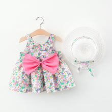 Load image into Gallery viewer, Big Bow Baby Dress Lovely Summer Infant Baby Girl Clothes Cute Dot Sleeveless Cotton Toddler Dresses+Sunhat Newborn Clothing Set