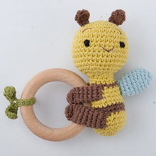 Load image into Gallery viewer, Newborn Baby Rattles Cute Cartoon Animal Rabbit Grab Ability Training Toys Infant Bell Toy Original Wood Crochet Hook Knitted