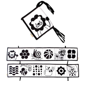 Sensory Cloth Book High Contrast Baby Toys 0 12 Months Newborn Crib Toys Black and White Animal Cloth Books Montessori Baby Book