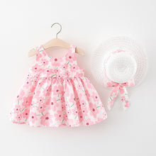 Load image into Gallery viewer, 2Piece Summer Clothes Baby Girl Beach Dresses Casual Fashion Print Cute Bow Flower Princess Dress+Hat Newborn Clothing Set BC171