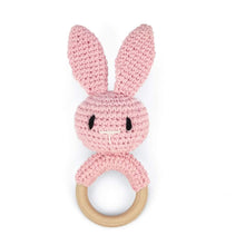 Load image into Gallery viewer, Newborn Baby Rattles Cute Cartoon Animal Rabbit Grab Ability Training Toys Infant Bell Toy Original Wood Crochet Hook Knitted
