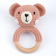 Load image into Gallery viewer, Newborn Baby Rattles Cute Cartoon Animal Rabbit Grab Ability Training Toys Infant Bell Toy Original Wood Crochet Hook Knitted