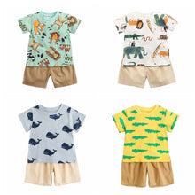 Load image into Gallery viewer, Sanlutoz Cartoon Boys Clothing Sets Summer Short Sleeve Cotton Baby Tops + Baby Shorts 2Pcs Casual
