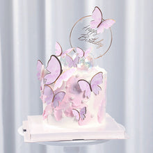 Load image into Gallery viewer, Purple Pink Butterfly Cake Decoration Happy Birthday Cake Topper Handmade Painted For Wedding Birthday Party Baby Shower