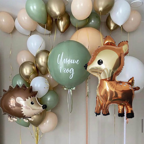 Hedgehog Fox Deer Foil Balloons Safari Birthday Green Jungle Party Decoration Latex Balloon Baby Shower Kids Party Decor Ball