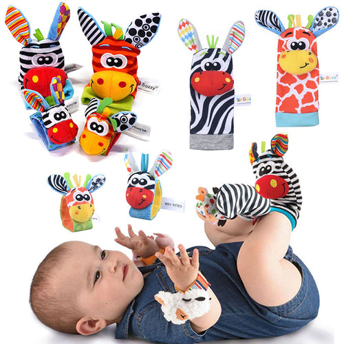 Infant Socks Wrist Rattle Toys Baby Toys 0 12 Months Newborn Cartoon Animal Plush Socks Wrist Strap Rattle for Baby Girl Boy Hot