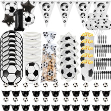 Load image into Gallery viewer, Football Theme Disposable Tableware Set  Sport Boy Birthday Party Baby Shower Cake Decor Supplies Soccer Pattern Cup Plate Straw