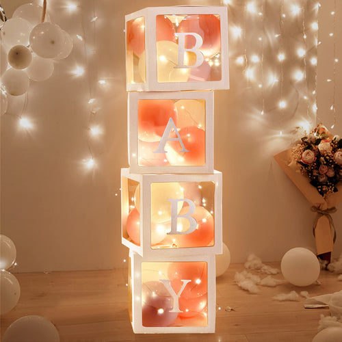 Custom Name Letter Baby Shower Box Birthday Wedding Balloon Box Party Anniversary Decoration Kids Babyshower Girl Gender Reveal