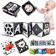 Load image into Gallery viewer, Sensory Cloth Book High Contrast Baby Toys 0 12 Months Newborn Crib Toys Black and White Animal Cloth Books Montessori Baby Book
